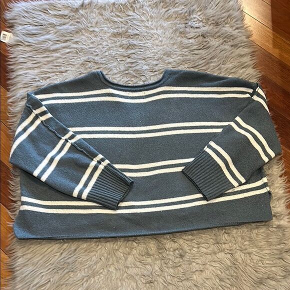 Hollister Blue‎ and White Stripped V-Neck Sweater - Picture 6 of 6